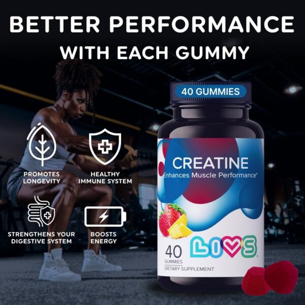 Gomitas creatina LIVS enfoque fuerza y resistencia