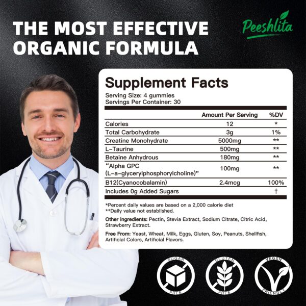 Gominolas de creatina sabor fresa en frasco