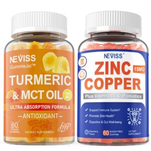 Frasco de gomitas de cúrcuma 1000mg con zinc y cobre NEVISS