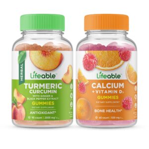 Version 1.0.0 gomitas cúrcuma calcio vitamina d lifeable frasco 90 piezas