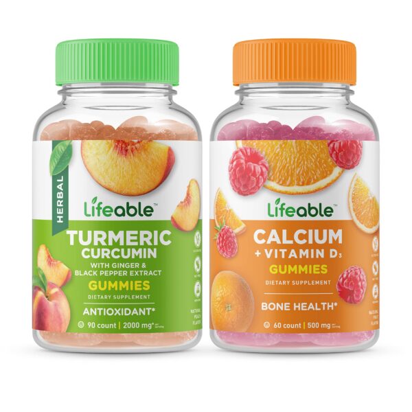 gomitas cúrcuma calcio vitamina d lifeable frasco 90 piezas