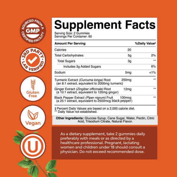 Gomitas de cúrcuma y jengibre para salud articular