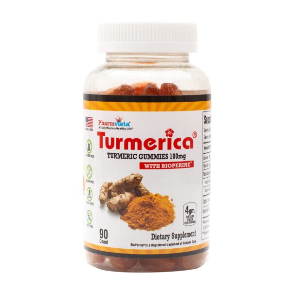 Gomitas cúrcuma turmerica con bioperine 100mg 90 unidades naranja