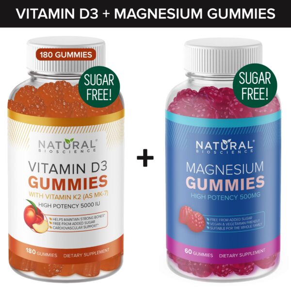 Version 1.0.0 Frente de la botella con gomitas D3 y K2 sin azúcar