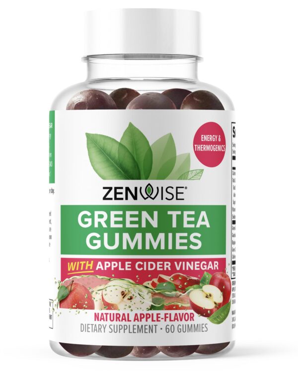 Extracto de té verde y vinagre de manzana gomitas Zenwise paquete frontal