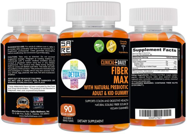 Gomitas Fiber Max Clinical Daily para reparación intestinal y alivio