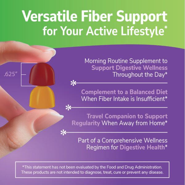 Gomitas masticables en color púrpura y naranja para soporte digestivo