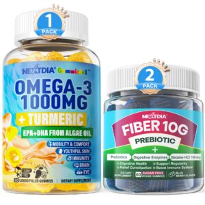 Gomitas con fibra, omega-3 vegano y cúrcuma para digestión