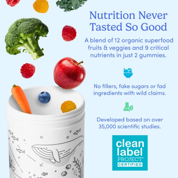 Gomitas First Day vitaminas A D3 B6 B12 C K2 para crecimiento e inmunidad infantil