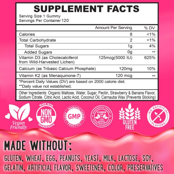 Gomitas sabor frutal vitamina d3 k2 y calcio oh my chewy