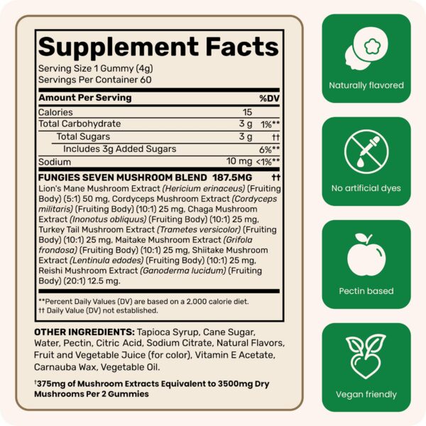 Gomitas Fungies multi hongos sin gelatina gluten y veganas