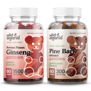 Version 1.0.0 Frasco de gomitas de ginseng salvaje y corteza de pino orgánicas