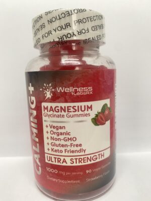 Botella de gomitas de glicinato de magnesio sabor fresa