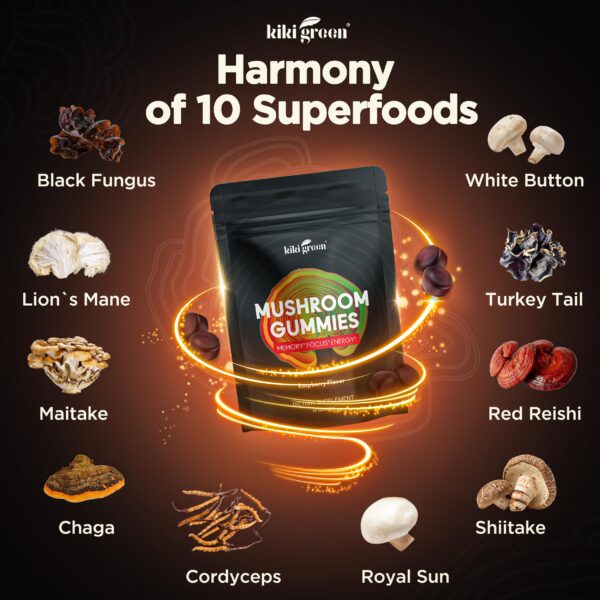 Gomitas de hongos KIKI Green para energía y sistema inmune