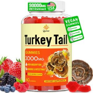 Gomitas hongos turkey tail Qazwer sabor frutos rojos 60 unidades