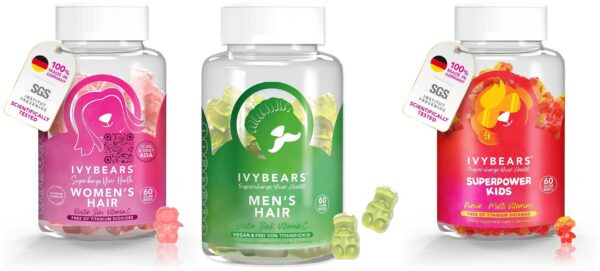 Gomitas IvyBears para apoyo familiar de cabello e inmunidad.