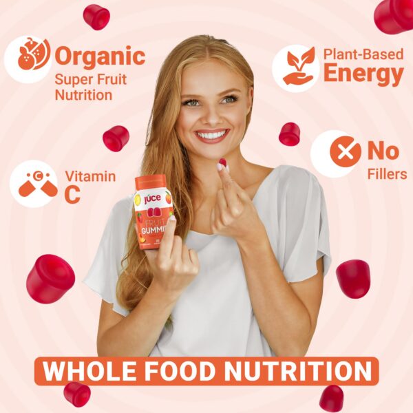 Version 1.0.0 Gomitas de Fruta Júce mostradas cerca