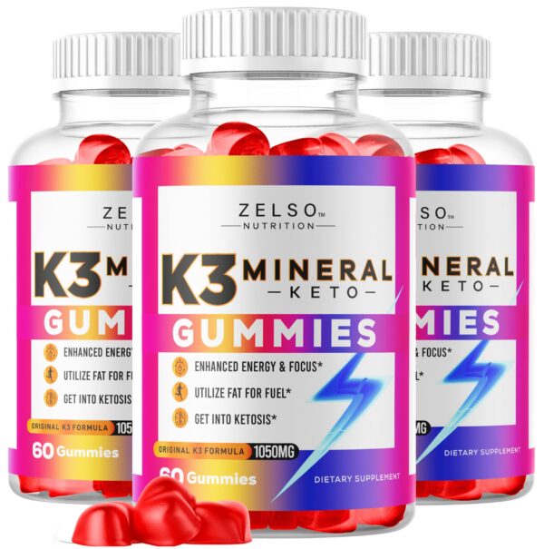 Gomitas K3 Mineral Keto ZELSO paquete de 3 para perder peso