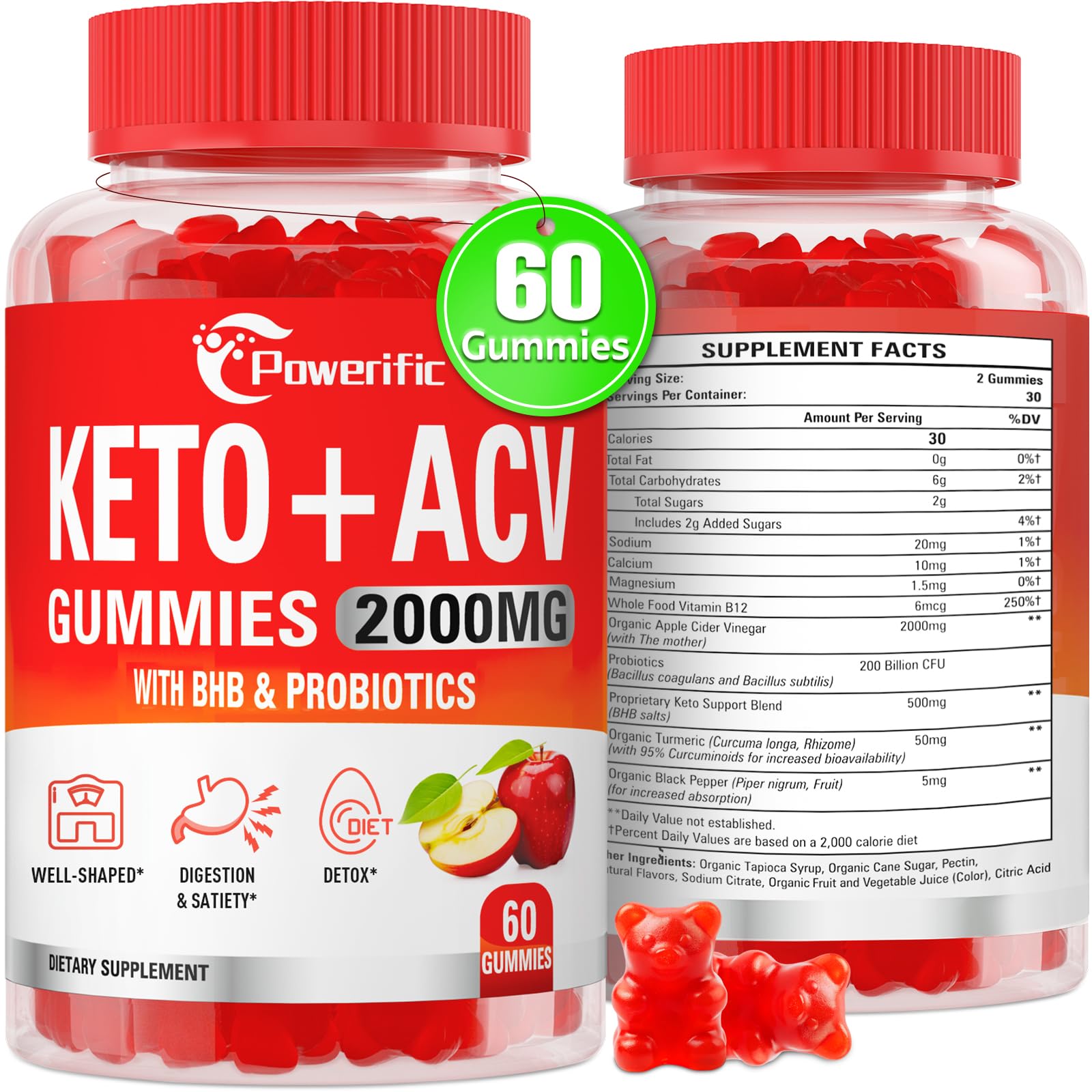 Powerific Keto ACV Gummies, 2000mg