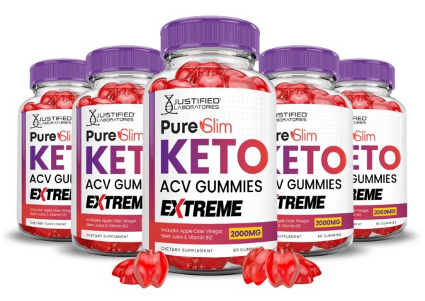 Gomitas keto Pure Slim ACV extremo 2000mg paquete 5 300 gomitas veganas