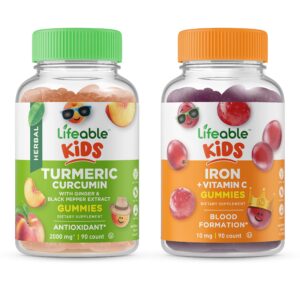 Version 1.0.0 Gomitas Lifeable cúrcuma niños hierro vitamina c frasco