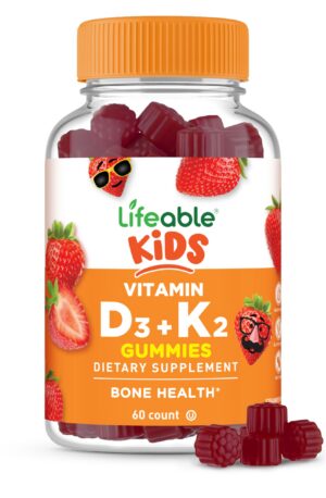 Gomitas Lifeable Kids Vitamina D3 y K2 sabor fresa para niños