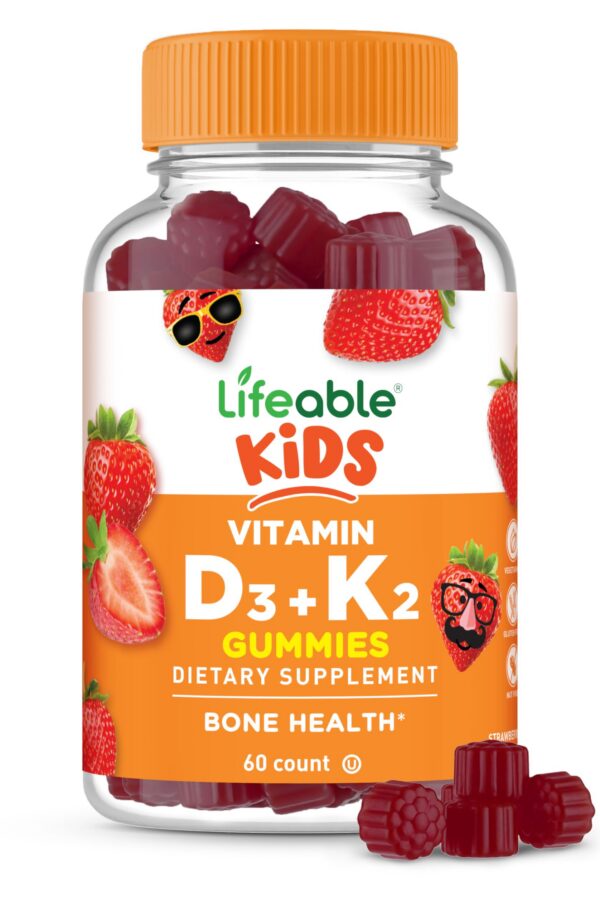 Gomitas Lifeable Kids Vitamina D3 y K2 sabor fresa para niños