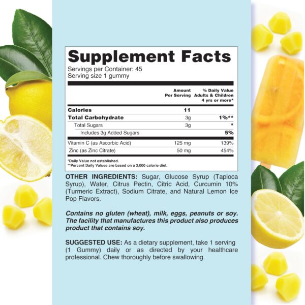 Gomitas LIVS de vitamina C y zinc paquete de 45 unidades