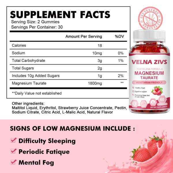 Etiqueta frontal del suplemento magnesio taurato