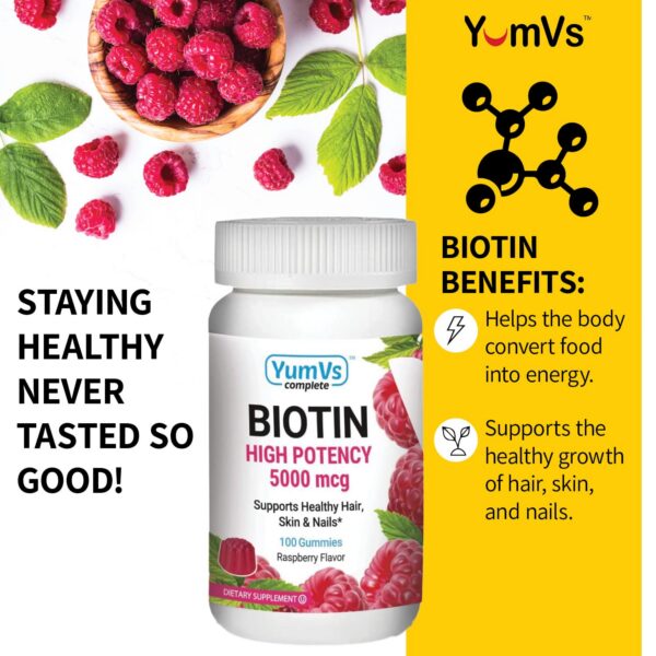 Gomitas masticables biotina YUM-V'S suplemento para salud cabello