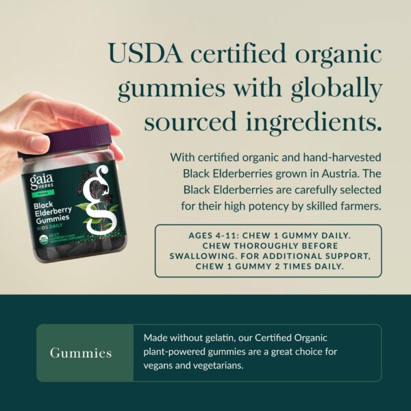 Gomitas moradas Gaia Herbs en fondo blanco