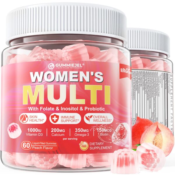 Gomitas multivitamínicas para mujeres, etiqueta y envase