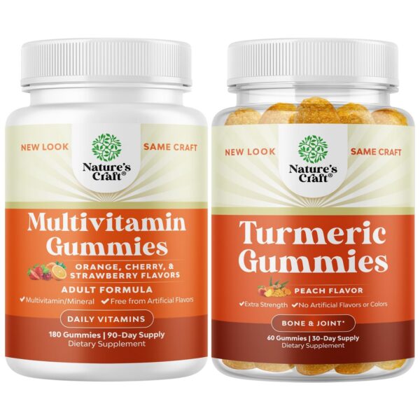 Version 1.0.0 Gomitas multivitaminas diarias para adultos Natures Craft con cúrcuma