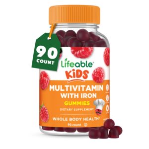 Version 1.0.0 Botella de gomitas multivitaminas con hierro para niños Lifeable 90 piezas