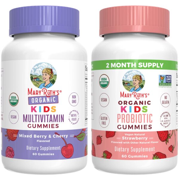 Gomitas multivitamínicas y probióticas MaryRuth para niños sabor frutas y fresa
