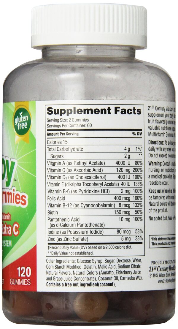 Gomitas multivitamínicas sabores naranja, cereza y fresa