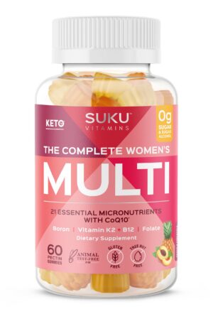 Gomitas multivitamínicas SUKU para mujeres sabor piña y durazno
