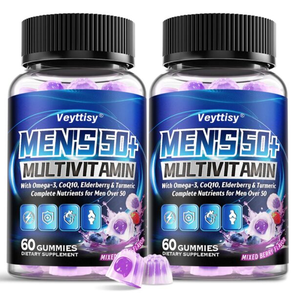Gomitas multivitamínicas para hombres 50+ frasco y etiqueta