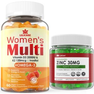 Gomitas multivitamínicas para mujer LILICARE zinc sin azúcar botella frontal