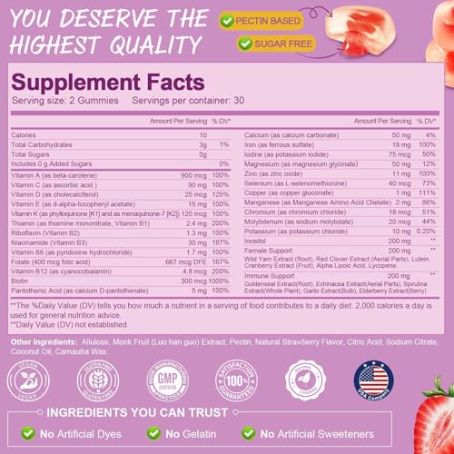 Gomitas multivitamínicas Totaria sabores frutales para mujeres