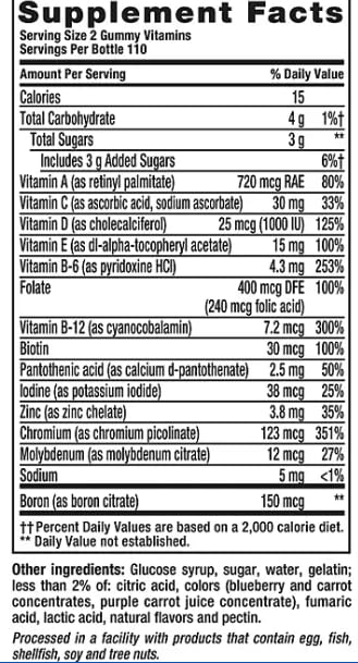 Gomitas multivitamínicas Vitafusion para hombres presentación