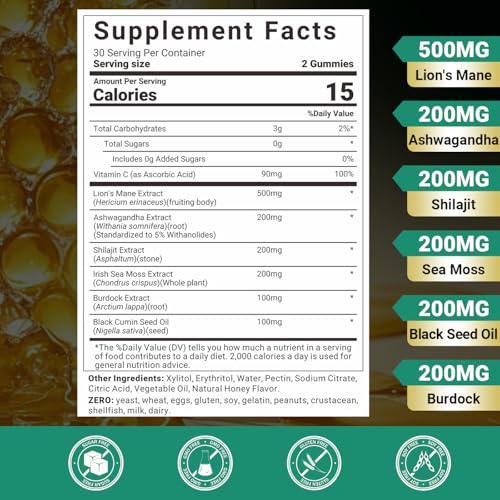Gomitas naturales para energía y función cerebral