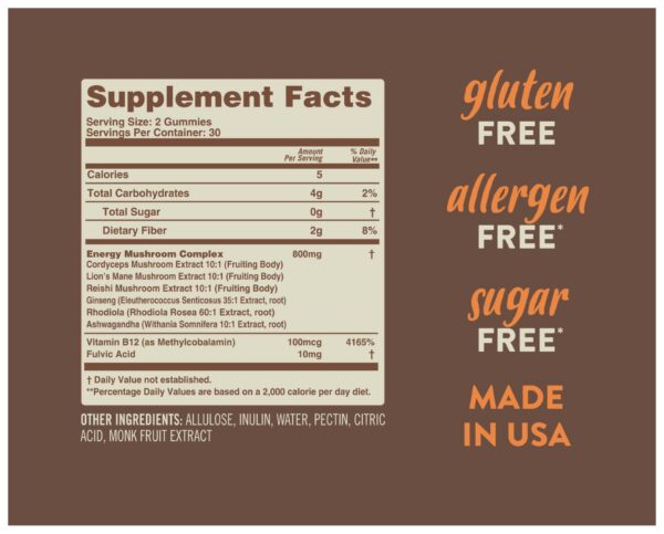 Gomitas naturales con hongos y sabor horchata de BakPak Nutrition