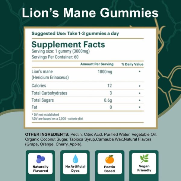 Version 1.0.0 Gomitas naturales melena de león con sabor frutal