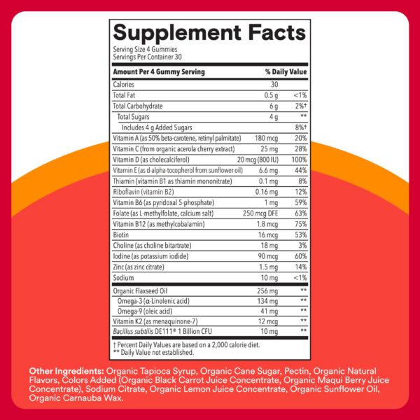 Gomitas naturales multivitaminas orgánicas SmartyPants niños