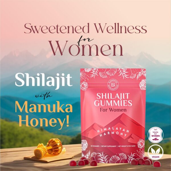 Gomitas naturales veganas Shilajit con miel de Manuka