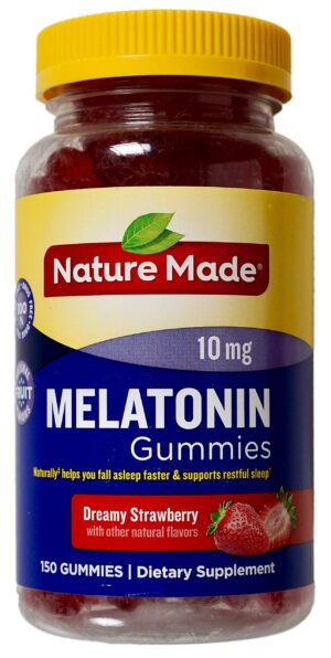 Gomitas Nature Made melatonina 10 mg sabor fresa paquete frontal