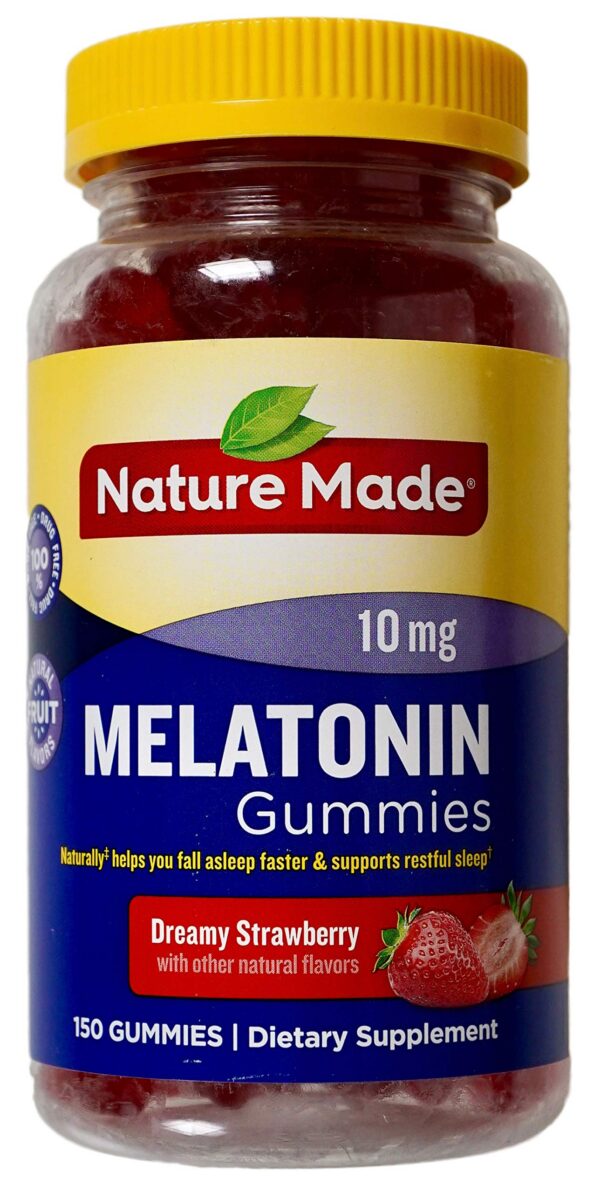 Version 1.0.0 Gomitas Nature Made melatonina 10 mg sabor fresa paquete frontal