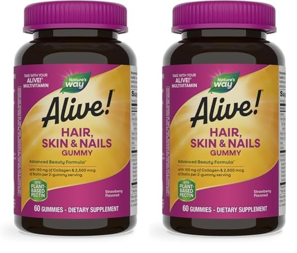 Gomitas Nature's Way Alive cabello piel uñas biotina colágeno