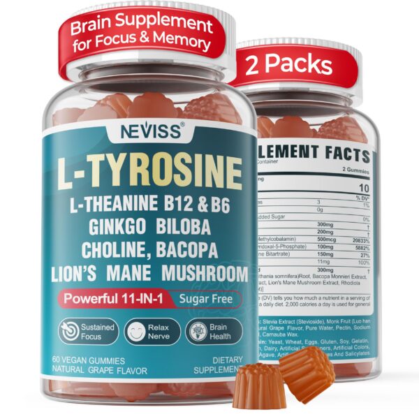 Paquete de gomitas Neviss sin azúcar para enfoque 60 piezas